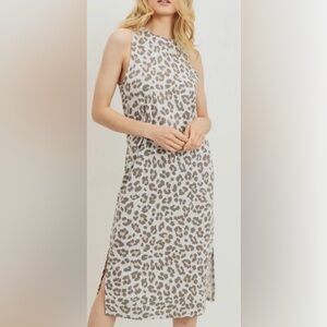 Animal Print Sleeveless Midi Maxi Dress